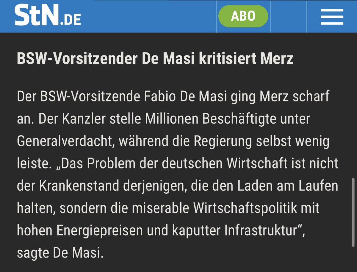 „Die größten Arbeitsverweigerer im Land sitzen auf der Regierungsbank. Millionen Beschäftigte unter Generalverdacht zu stellen, während es Kanzler Merz es nicht mal auf die Reihe bekommt die Stromsteuer zu senken oder die steigenden Zusatzbeiträge in der Krankenversicherung