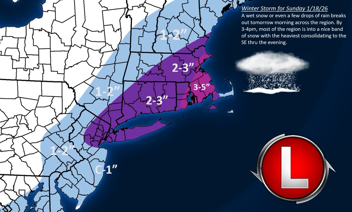 **NEW SNOW MAP* for 1/18/26 .
This is the first call and most likely the last unless some real concerns of note arise to change things. We are in tracking mode.