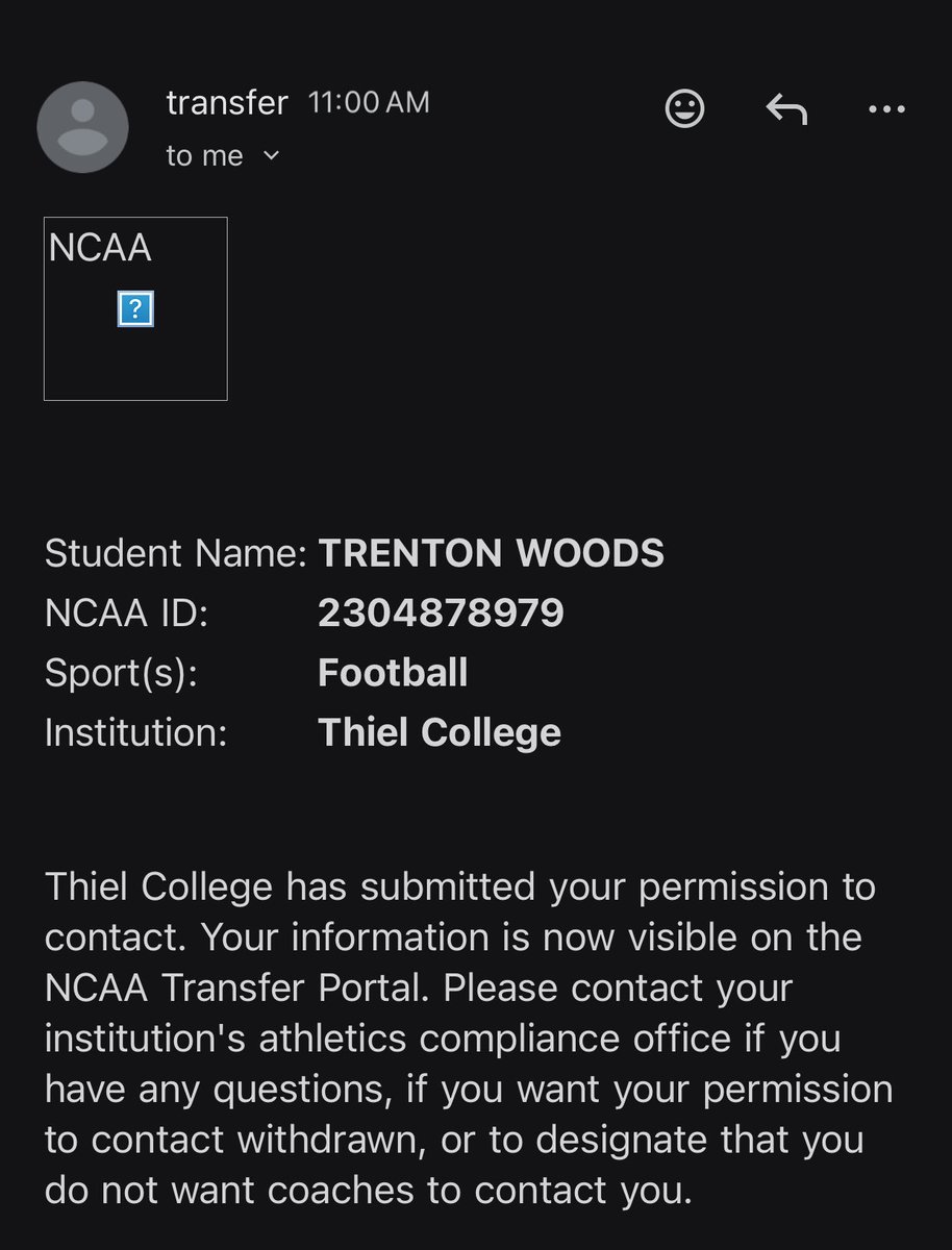 trentonwoods23's tweet photo. I want to thank God and Thiel College for the opportunity to grow over these past two years. After careful consideration, I have decided to enter the transfer portal. I have two years of eligibility remaining, along with a redshirt year. #AGTG #transferportal https://t.co/jZWydcKdn2