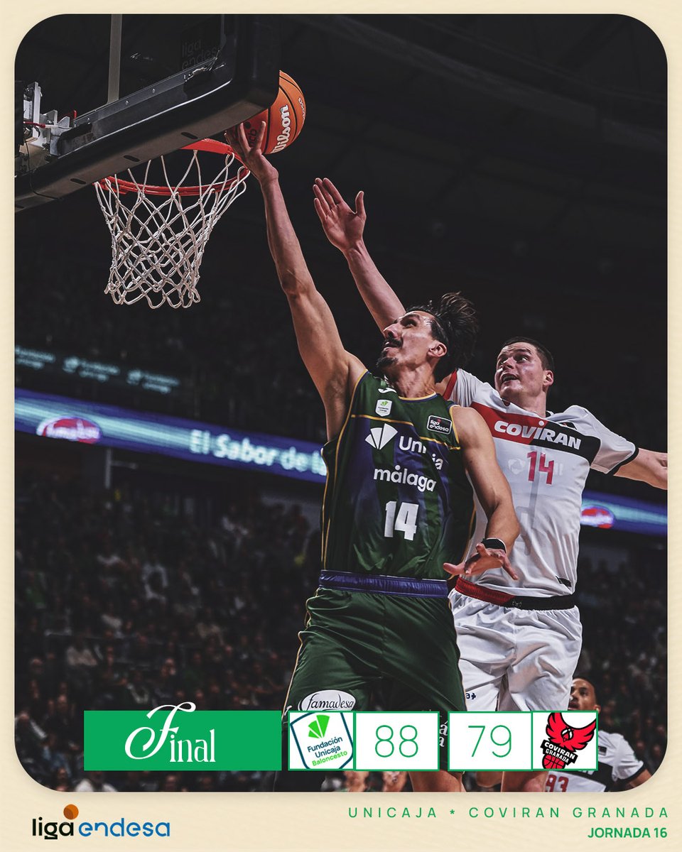 🚨 FINAL. ¡Victoria! 88-79

🏆 J. 16 <a href="/ACBCOM/">Liga Endesa</a>
🆚 <a href="/CoviranGranada/">Coviran Granada</a>

💚💜 #YoSoyDelUnicaja #LigaEndesa
