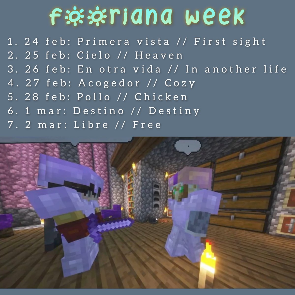 FoorianaWeek's tweet image. Tenemos los temas listos
Del 24 de febrero al 2 de marzo.
Siendo este último su aniversario 💛💛💛

We got the prompts 
February 24th to march 2nd
The last day is their anniversary 💛💛💛💛

#foorianaweek2026
#foorianaweek
#foorianafanart
#fooriana