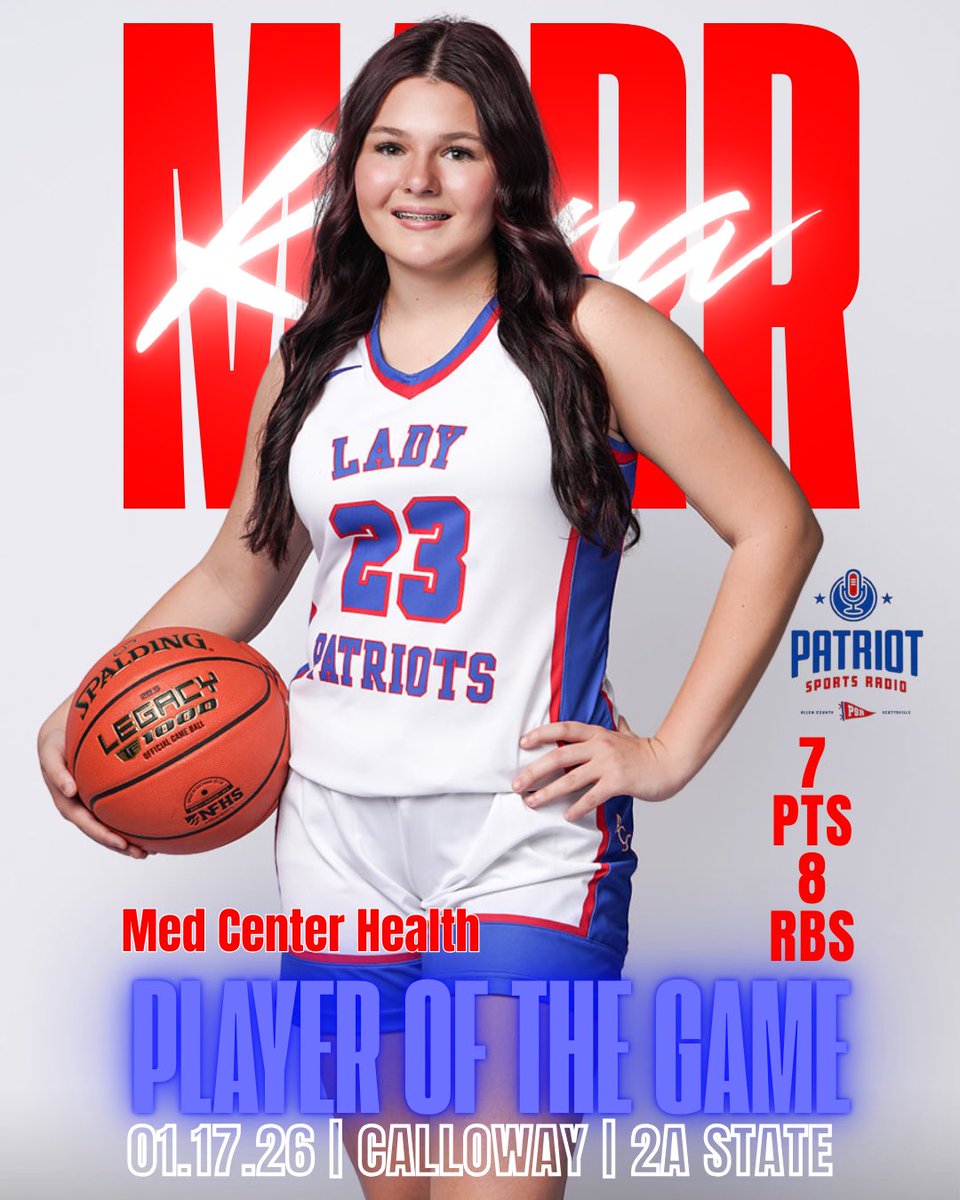 Our Lady Patriots finish their run in the 2A State in the Final Four to Calloway County.

Congratulations to Kyra Marr for being named the Med Center Health Player of the Game by Patriot Sports Radio.
