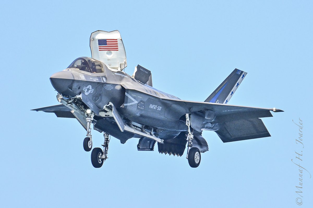 USMC F-35B Lightning II during VTOL/STOL flight demonstration at Traverse City Air Show 2025.