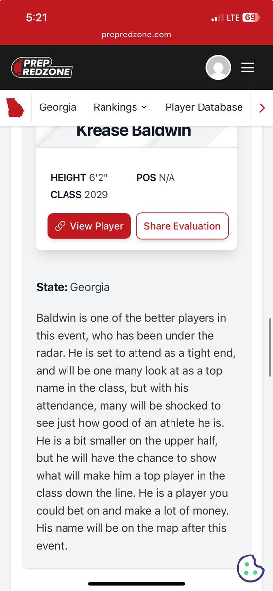 KreaseBaldwin29's tweet image. Thank you @PrepRedzoneGA for letting me be apart of yalls article