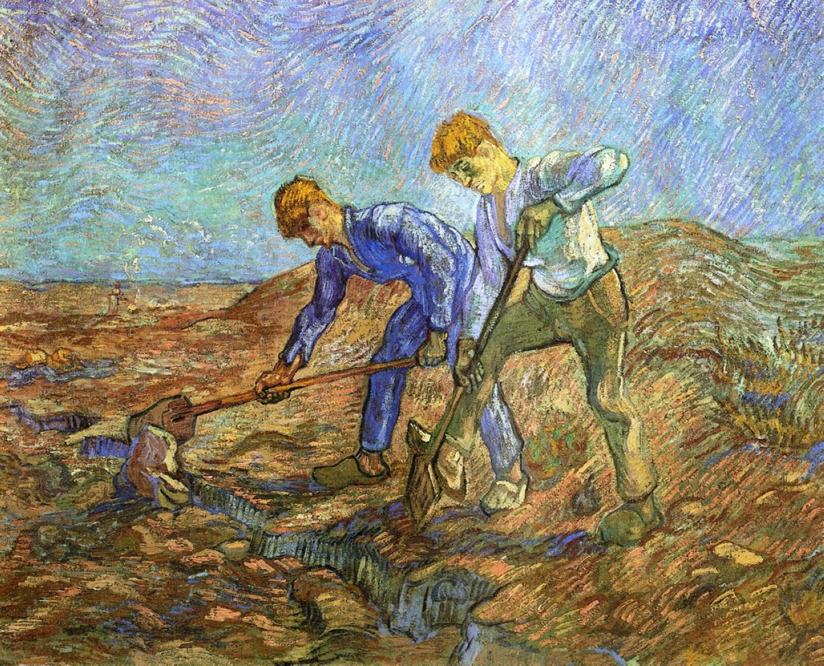 Two Peasants Diging (after Millet) - 1889 #artbots #vangogh