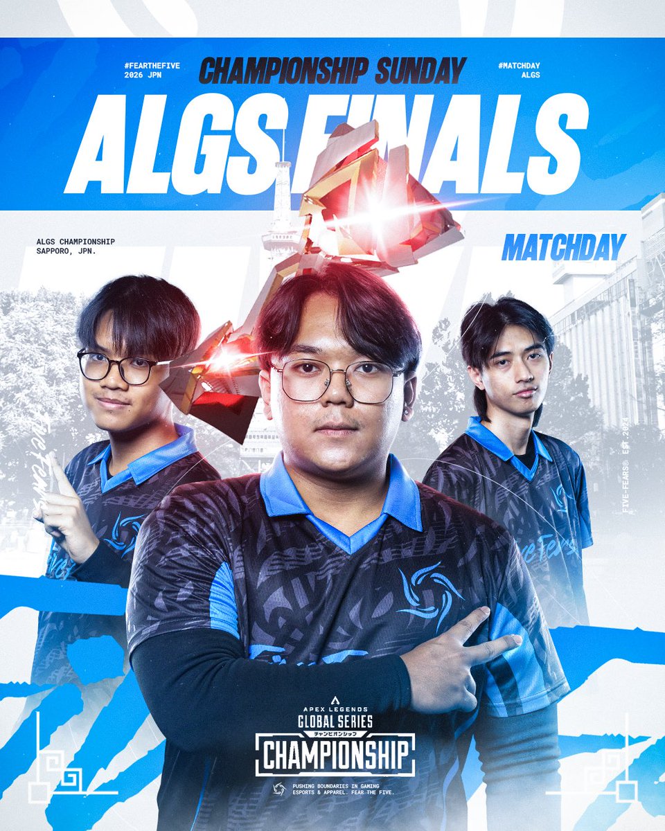 FiveFears's tweet image. Why not us? 

🆚 Match Point Finals
⏰ 10:30 pm EST/12:30 pm JST

#FearTheFive | #ALGS