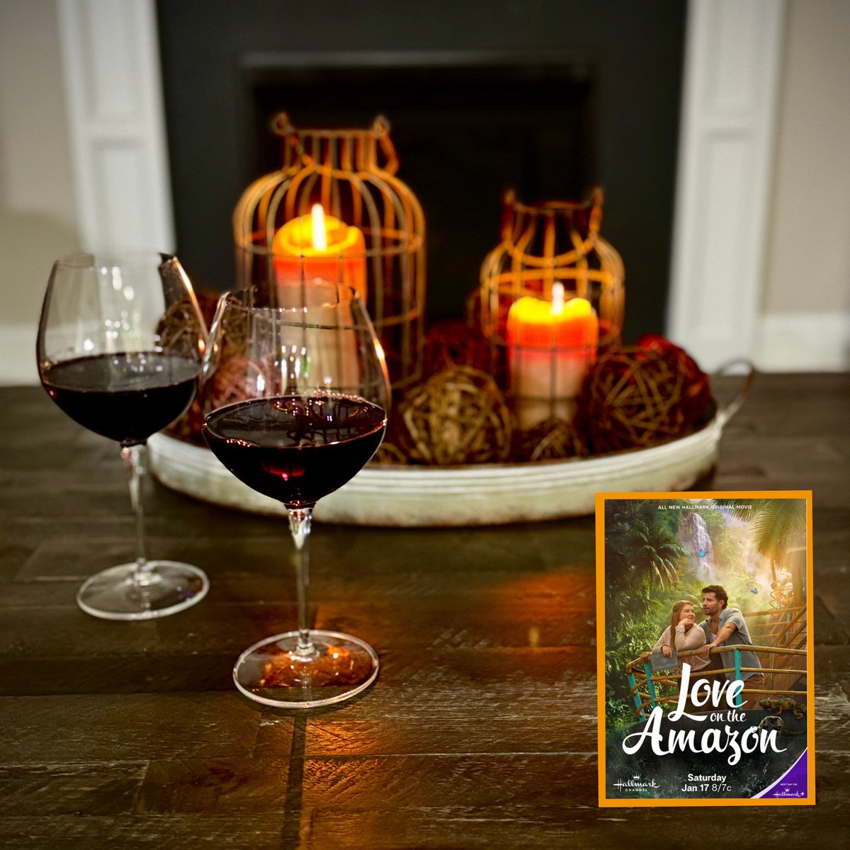 PourTheWineRom's tweet image. Snuggled up, sipping wine, and ready to escape winter the Hallmark way!🍷✨ 🗺️ Who else is watching Love on the Amazon tonight? 📺

#WinterEscape #DateNightIn #CozyVibes #hallmarkchannel  #WineNight