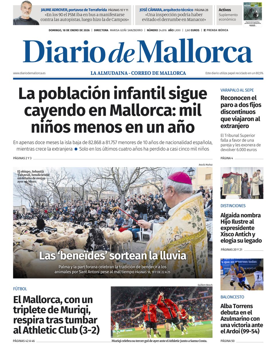 diariomallorca's tweet image. ¡#BuenosDías y #felizDomingo! Esta es nuestra portada de hoy. Más noticias en diariodemallorca.es