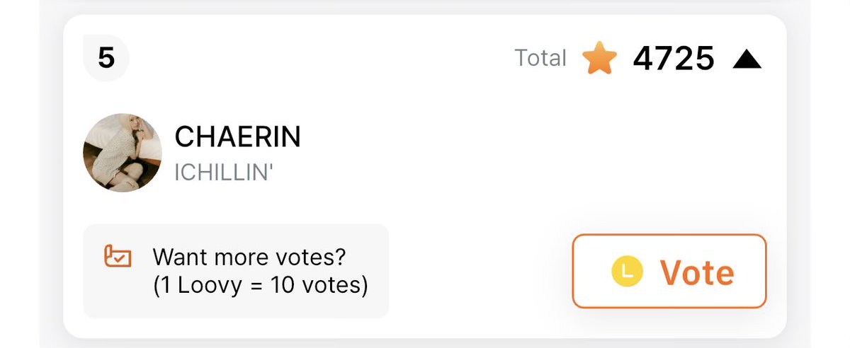 KOOKY MARCH BDAY CAFE EVENT

Current: 5TH PLACE

CHAERIN needs to be in the Top 3 in order to progress! Please head over to the Kooky app to vote for her now

#CHAERIN #채린
#ICHILLIN #아이칠린
<a href="/ichillin_km/">ICHILLIN' OFFICIAL</a> <a href="/I_m_chillin/">ICHILLIN'</a>
