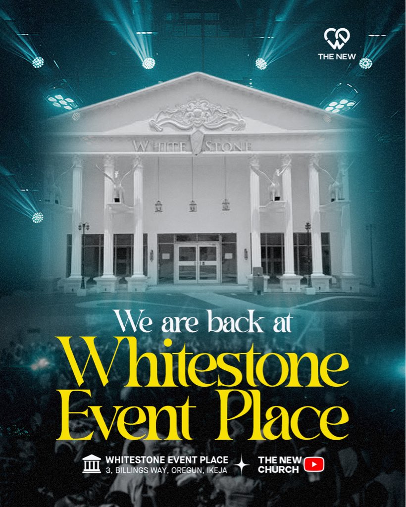 We're back at Whitestone Event Place and we can't wait to welcome you.
This Sunday at The New Ikeja, come as you are and be part of a vibrant Sunday experience filled with love, faith, and community.
📍Whitestone Event Place, Oregun, Ikeja 

#PioneeringAgain 
#WeAreTheNew