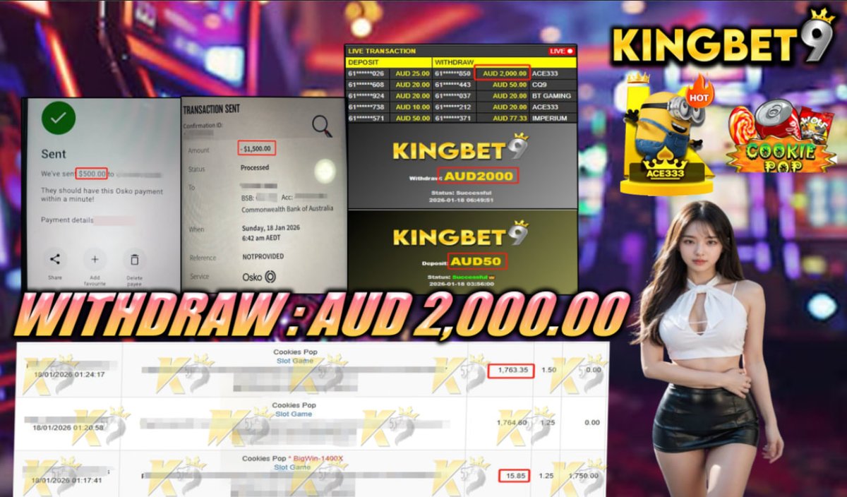 👑𝑪𝒐𝒏𝒈𝒓𝒂𝒕𝒖𝒍𝒂𝒕𝒊𝒐𝒏𝒔 𝑪𝒖𝒔𝒕𝒐𝒎𝒆𝒓 𝑾𝒊𝒕𝒉𝒅𝒓𝒂𝒘👑

👑Deposit -  AUD 50.00
👑Withdraw Amount  -  AUD 2,000.00
⭐️Platform - ACE333
⭐️Game -  Cookies Pop

⭐️ʟɪᴠᴇ ᴄʜᴀᴛ :KINGBET9.net/#chatroom📷Registerlink:kingbet9aus.com/RFK9TWITT📷 📷