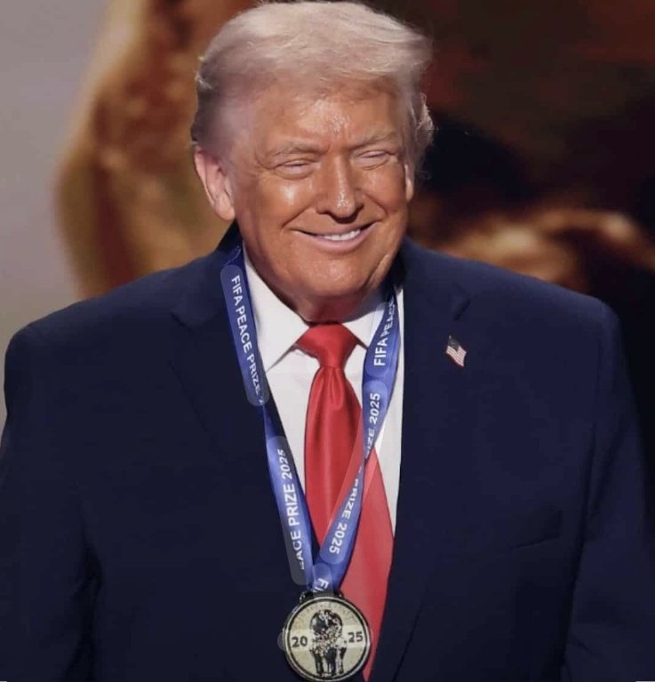Donald Trump after receiving his "County Antrim Shield" Winners Medal..