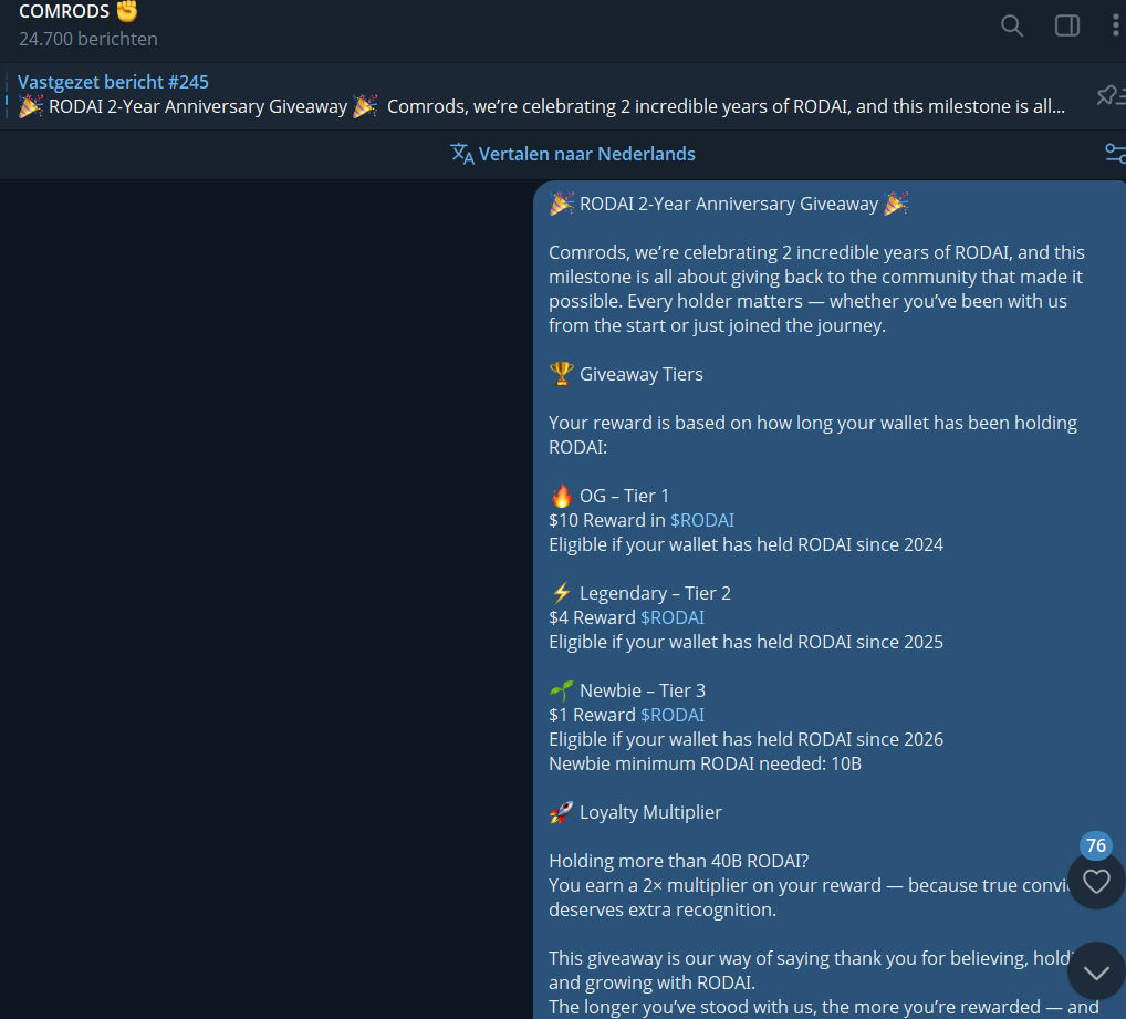 Next Crypto AI szn is starting on SOLANA AI Tokens are pumping to next  levels. RODAI just celebrates 2nd Year Anniversary 🥇The first Solana AI  memecoin Join the Telegram Giveaway now. OG,
