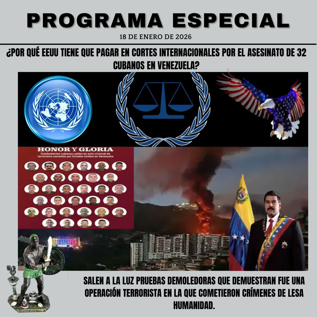 ¿Por qué EEUU tiene que pagar en cortes internacionales por el asesinato de 32 cubanos en #Venezuela? Salen a la luz pruebas demoledoras que demuestran fue una operación terrorista en la que cometieron crímenes de lesa humanidad. Hoy en YouTube. #Cuba