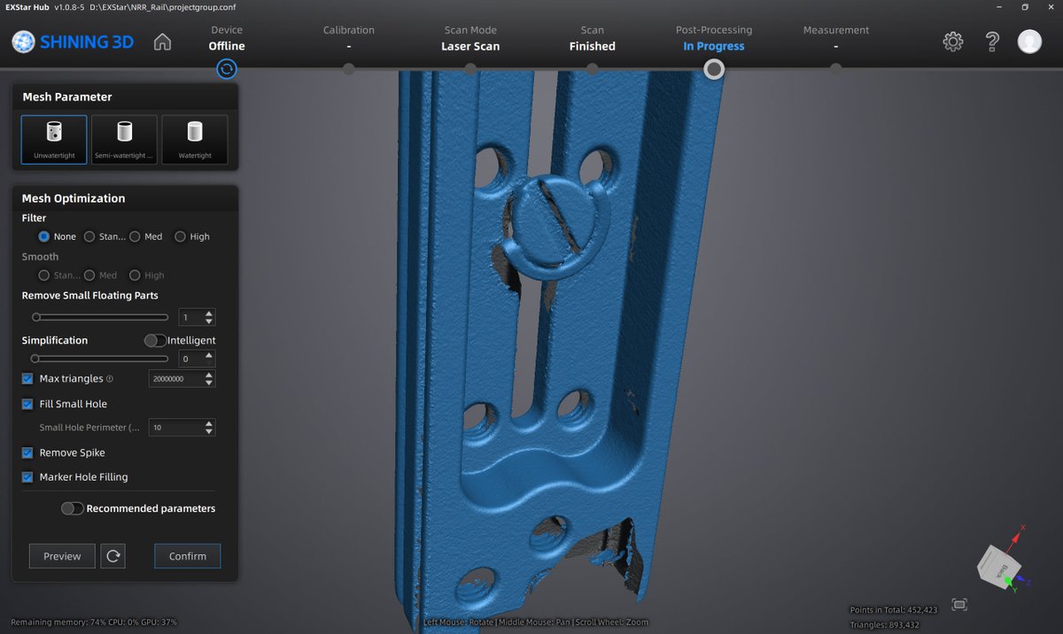 Reverse engineering 3d scan using <a href="/FreeCADNews/">FreeCAD (CAD+CAM+FEA)</a> #FreeCAD resulting in pretty clean and crisp CAD model. Beside this all measurements are available and no caliper needed any more.