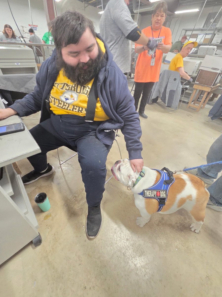 WCBAinPA's tweet photo. 🐶What a treat! Yesterday our favorite therapy dog Magnus, came back for a second visit! This sweet pup spent the morning visiting our facility bringing smiles to all of our consumers. His grace and gentle soul were just what we needed on a cold winter’s day. https://t.co/nP7kuzCbOe