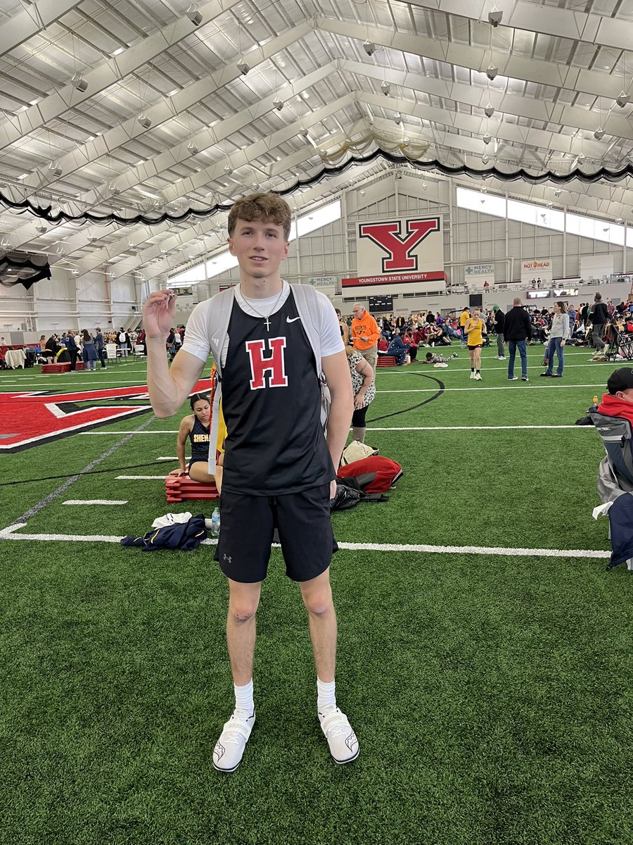 HSD_TrackField's tweet image. Congrats to Peter Krahe on his third place finish in the triple jump at YSU 2!  Peter had a couple big leaps that were fouls by a toe, but his 42’ 6” took the 🥉! Great work, Peter! @HSD_Athletics
