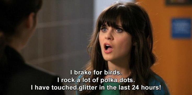 es como si jessica day haya pedido el deseo de ser uñas soft gel