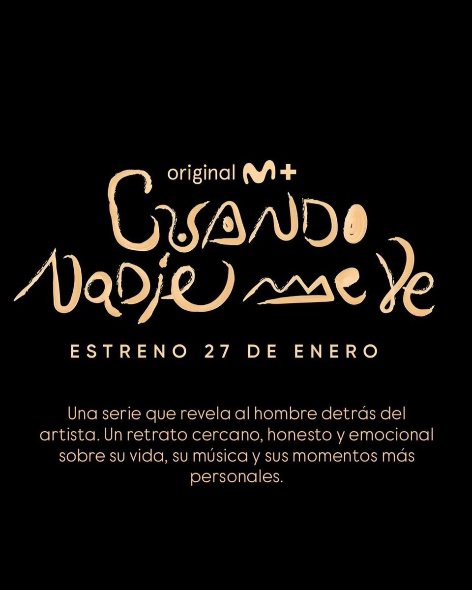 🧵⭐️

⏳ Faltan 10 días para Cuando nadie me ve,la serie que revela al hombre detrás del artista. <a href="/AlejandroSanz/">Alejandro Sanz</a> 

📅 27 de enero
📺 Movistar Plus+ <a href="/MovistarPlus/">Movistar Plus+</a> 
#CuandoNadieMeVe #AlejandroSanz