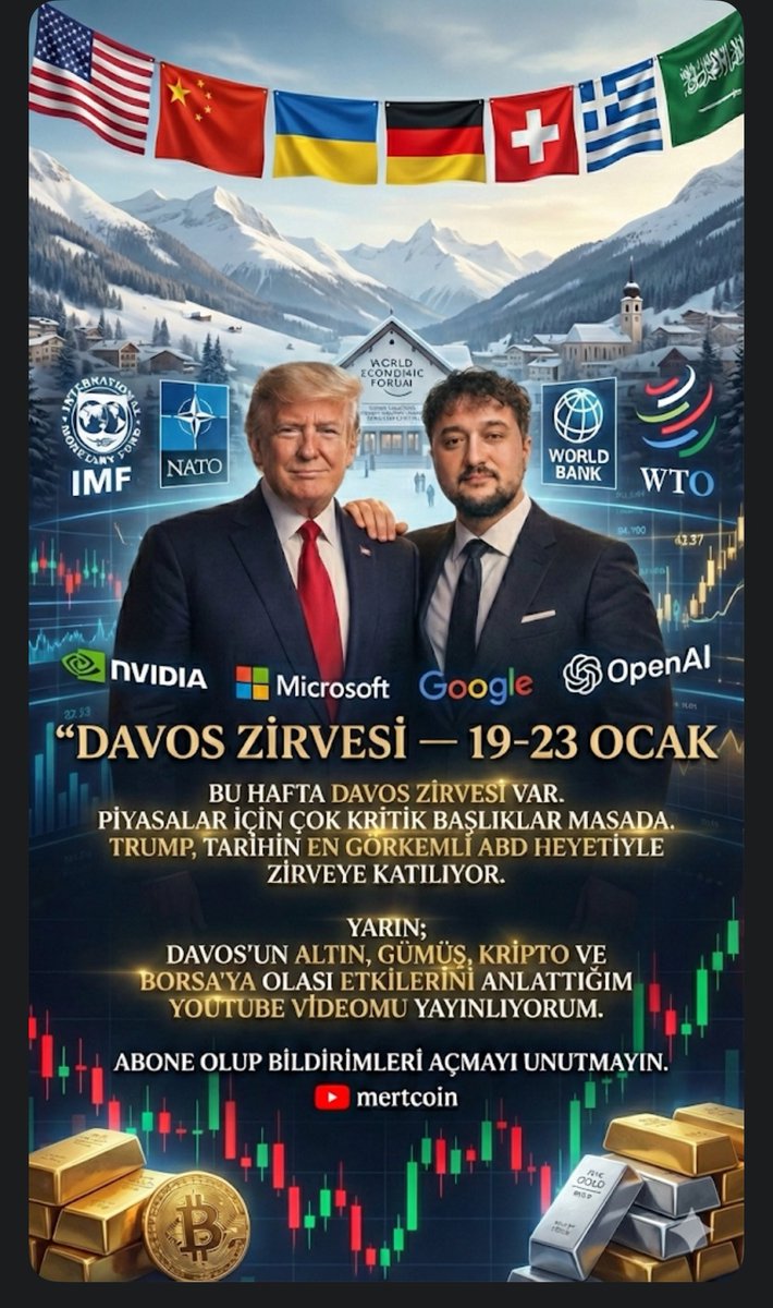 Davos zirvesi başlıyor Altın Gümüş Kripto Borsa İstanbul hepsini çok fazla etkileyecek bir zirve olacak şimdiden aşağıdaki linkten abone olup bildirimleri açabilirsiniz youtube.com/@mertcoin?si=K…