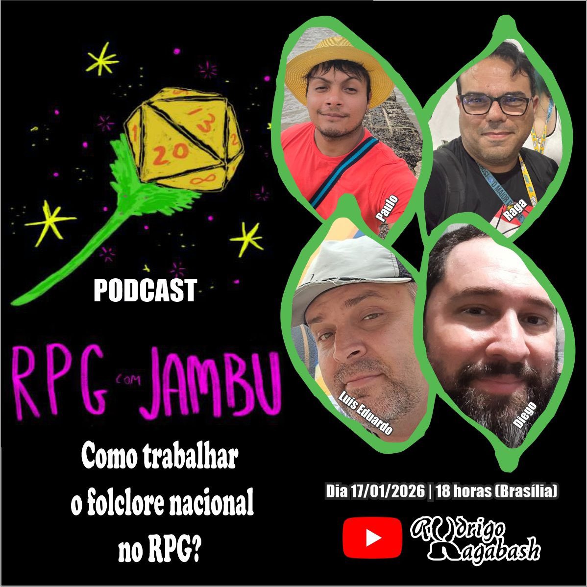 Hoje tem gravação ao vivo do RPG com Jambu #66! 🎙️

Tema: “Como trabalhar o folclore nacional no RPG?”

Com: Rodrigo "Ragabash", Paulo Lobo, Diego Trindade e Luis Eduardo

Assista: youtube.com/live/hjDfUxSfB…