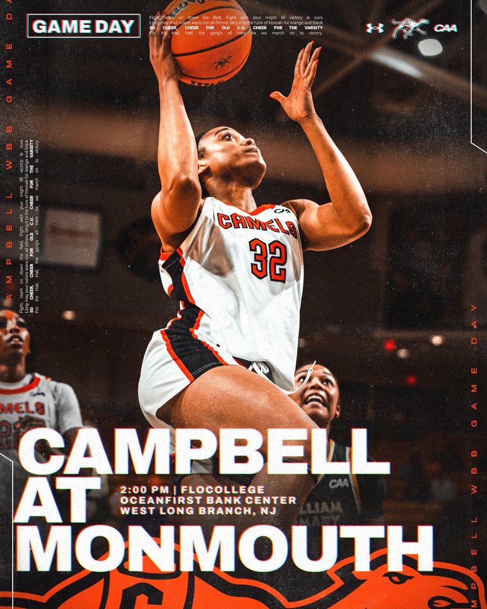 GoCamelsWBB's tweet image. Game Day in Jersey!

🆚 | Monmouth
🕑 | 2:00
📺 | @FloCollegeHoops 

#SweatAndServe | #RollHumps 🐪🏀