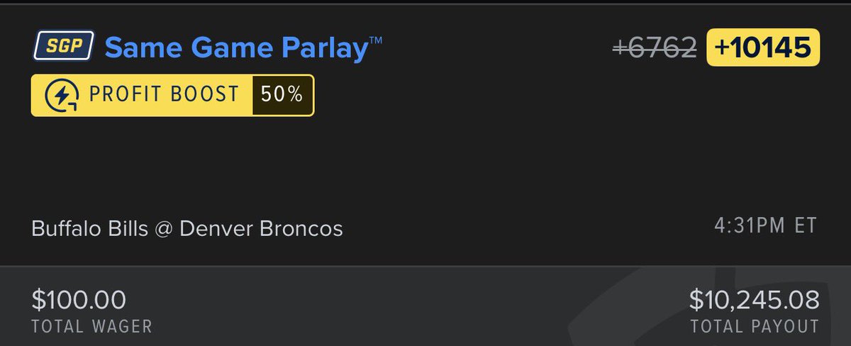 MrBearBets's tweet image. $10,000+ Bills @ Broncos SGP ⭐️

I’m LOVING the numbers for this game if we get over 99.5 INTERACTIONS I will post it for FREE 👊🏼

LIKE + COMMENT + RT ❤️

GO GO GO 🔥