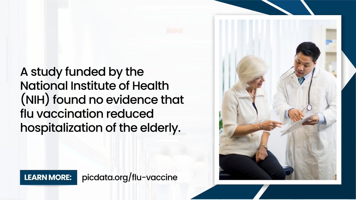 picphysicians's tweet image. Does the flu shot actually keep seniors out of the hospital?

An NIH-funded study looked into it—and found no evidence that flu vaccination reduced hospitalizations in the elderly.

Curious what else you haven’t heard?

Read 9 Flu Vaccine Facts here =&amp;gt; picdata.org/flu-vaccine/