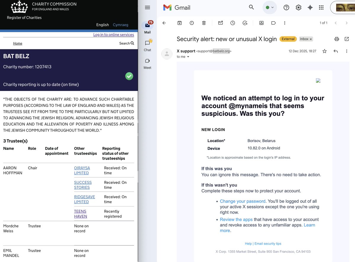 eyuplovely's tweet image. Hey how come this registered British charity whose objective is to "advance the Jewish religion" is trying extremely poorly to phish my e-mail?

@ChtyCommission