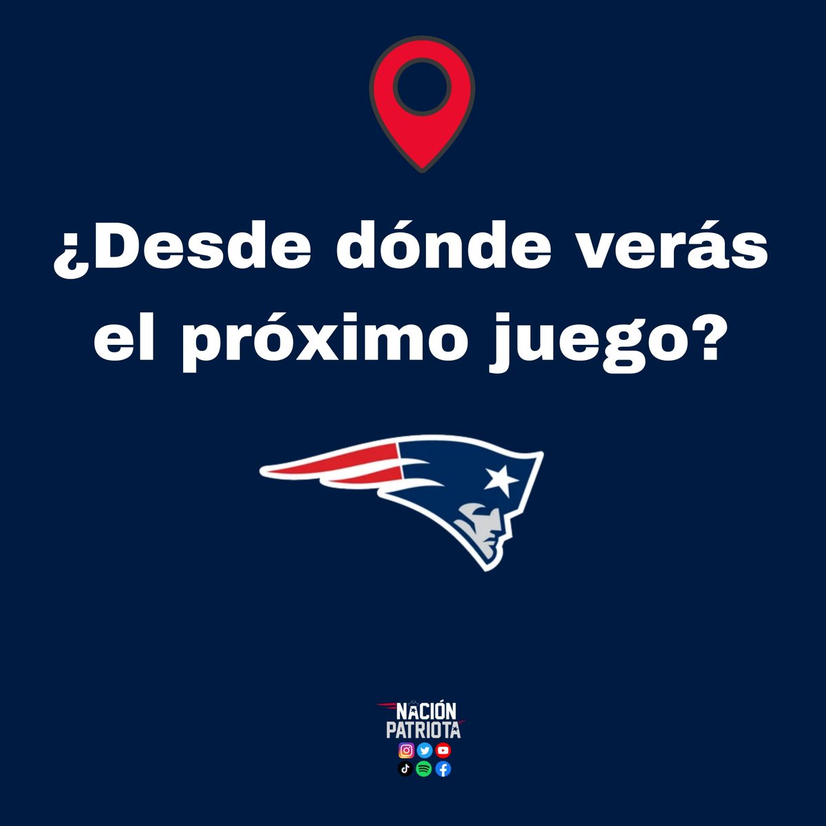 nacionpatriots's tweet photo. ¿Desde que parte del mundo verás el juego? #PlayoffsNFL https://t.co/ApKK4jM0bV