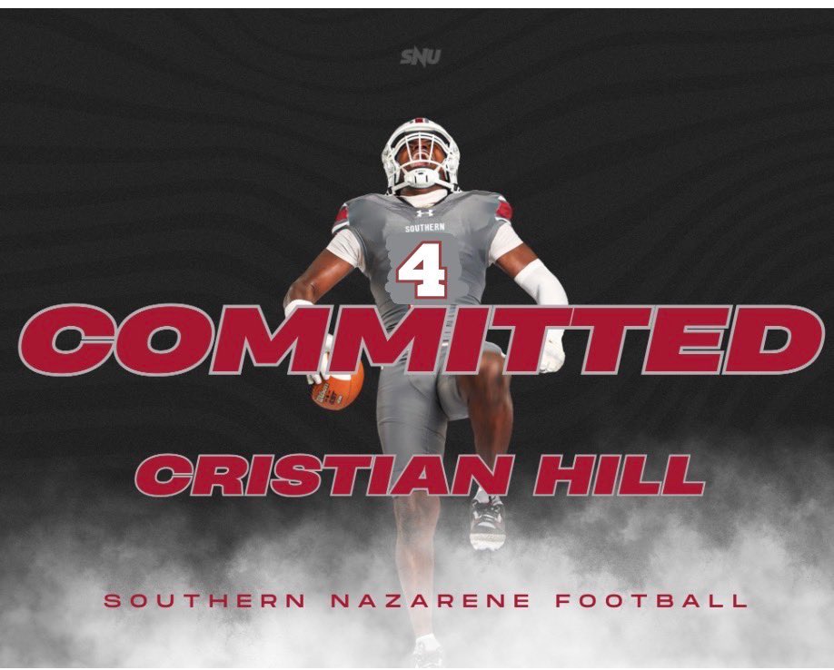 CrisHill04's tweet photo. Blessed to announce my commitment to Southern Nazarene University. Excited to join the SNU program and continue this journey. Thankful for my family, coaches, and everyone who has supported me. 
🤍❤️￼
#Committed #CrimsonStorm https://t.co/QFBbKRaWGI