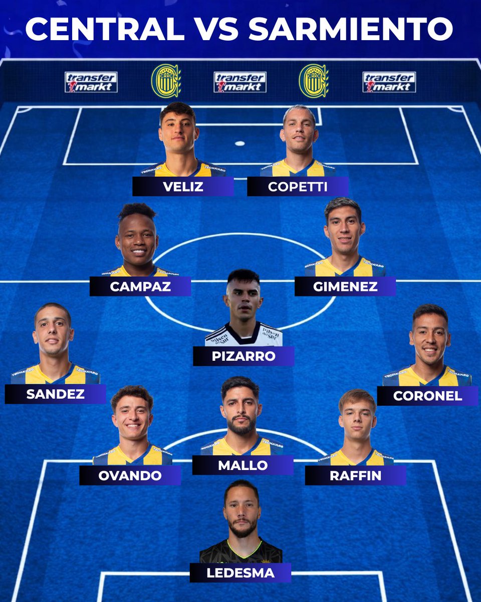 TransferCanalla's tweet image. Este fue el 11 del primer tiempo de #RosarioCentral contra #Sarmiento 
Gano el nuestro 2-1 (Copetti y Modica).
Ibarra, Avila y Di Maria entrenaron diferenciado por molestias.
Lovera, Komar, Frias y Oviedo no jugaron ni con los suplentes.