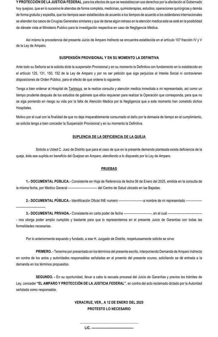 renatogironloya's tweet image. Me parece noble la iniciativa de compartir este formato de Juicio de Amparo Indirecto para reclamar el Derecho Humano a la Salud. Que el conocimiento para ayudar circule.