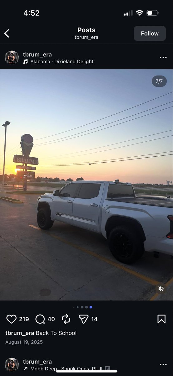 MapleSyrupTC's tweet image. Went to a juco and got hunting and a truck on his ig. Absolute demon