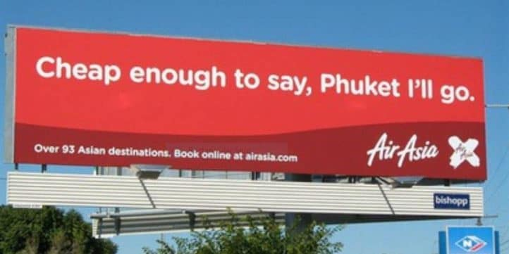 The_AdProfessor's tweet photo. Air Asia

Principle: The Hidden Swear Word. Make the customer swear without swearing. "Phuket, I'll go." https://t.co/WgEhxKqRKP