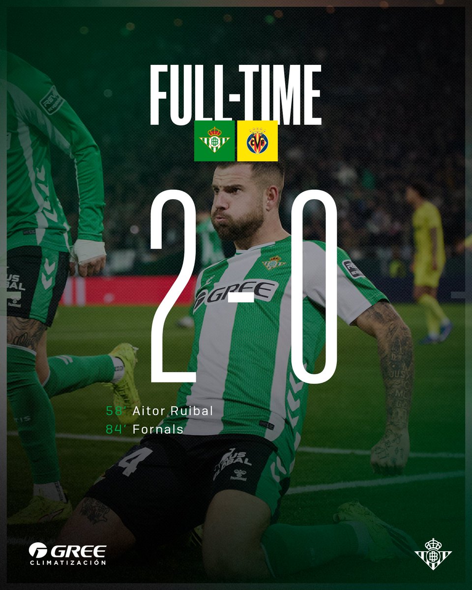 RealBetis's tweet image. 90' (+6') ⏱⚽️ ¡¡Final del partido!! ¡¡Los tres puntos se quedan en La Cartuja!!

💚🤍 #RealBetisVillarreal 🟡🟡

#DíaDeBetis