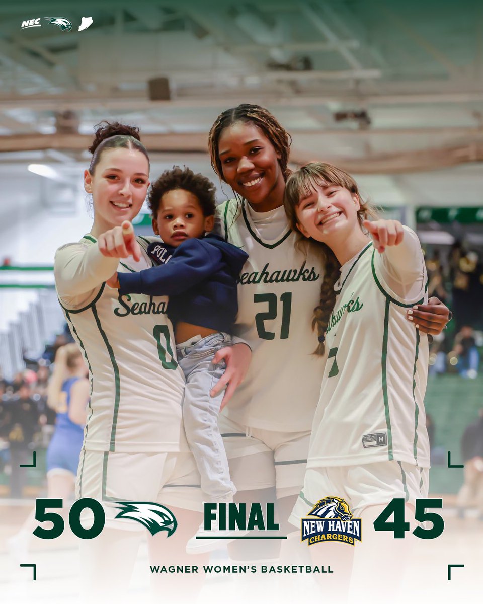 WagnerWHoops's tweet image. WELCOME TO OUR HOUSE! 💪

Wagner takes down New Haven by a score of 50-45 to climb to 3-3 in conference play! 💥

#Relentless
