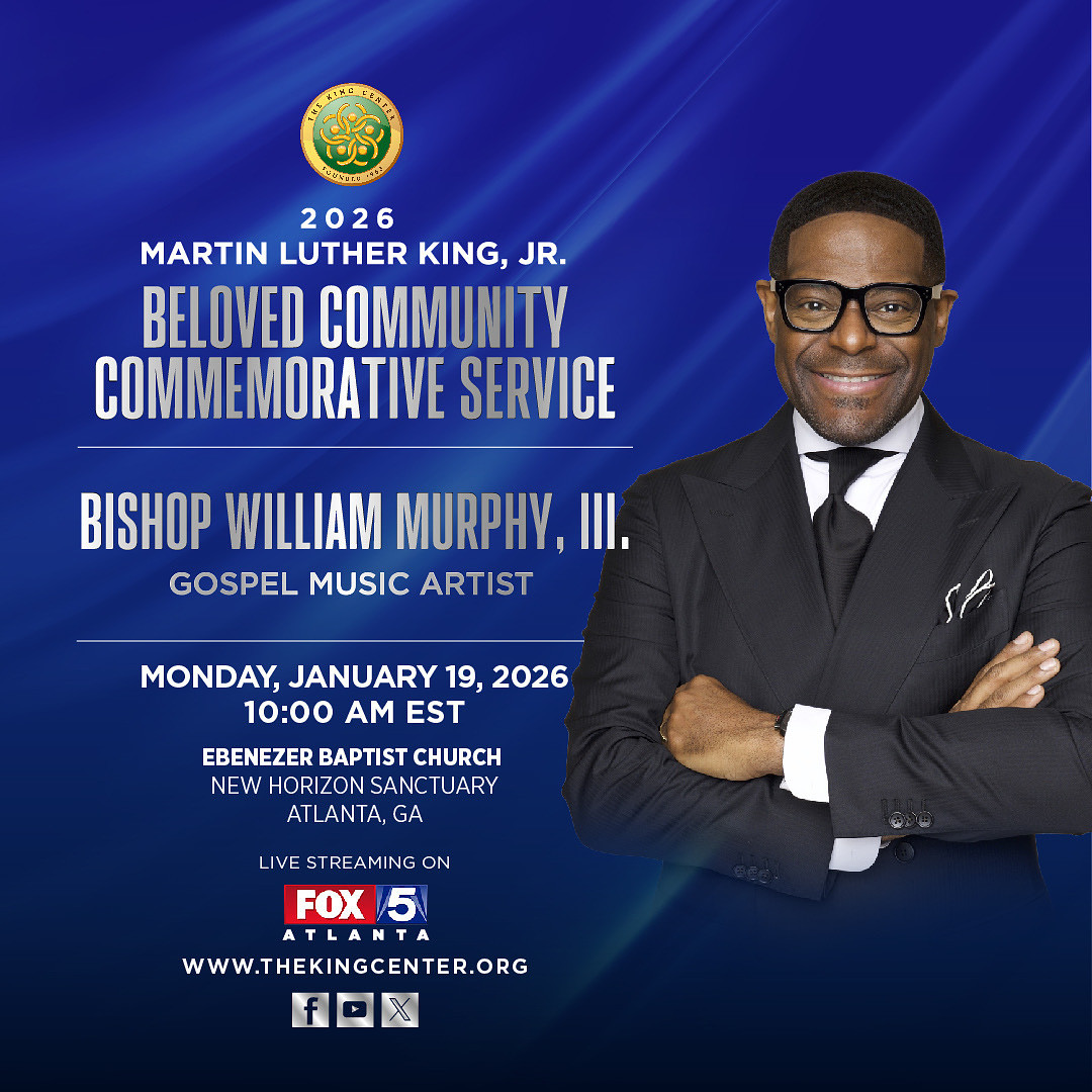 If you’ll be in #Atlanta, join us Monday (#MLKDay) for The King Center’s 2026 MLK, Jr. Beloved Community Commemorative Service. There’s nothing like experiencing it in-person. If you can’t be there, you can watch/listen to the livestream on @fox5atlanta and on The King Center’s