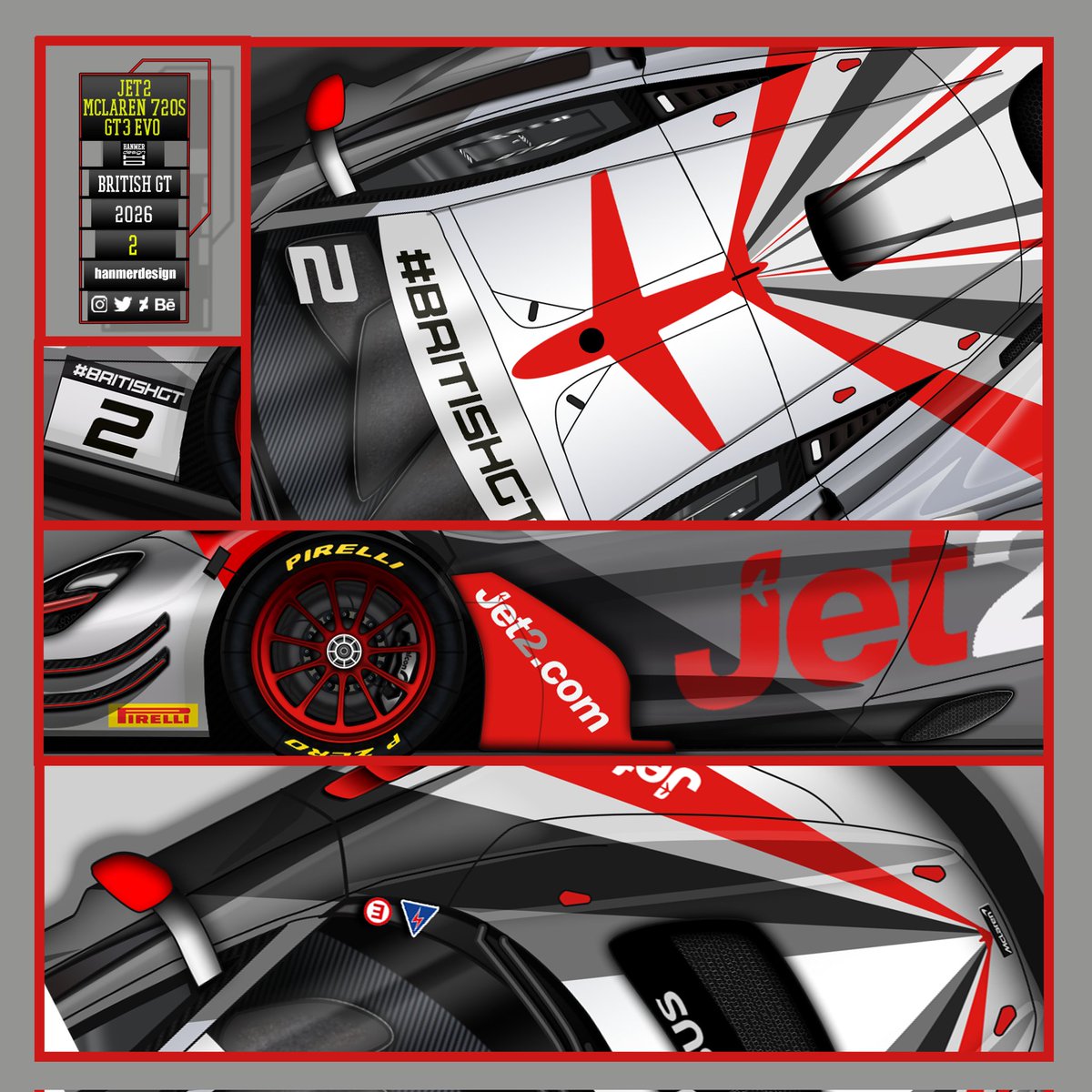 hanmerdesign's tweet photo. Jet2 McLaren 720 GT3 livery concept 

#wec #worldendurancechampionship #fiaworldendurancechampionship #britishgt2026 #britishgt #igtc #gtworldeurope  #nurburgring24h #jet2 #jet2holidays #pirelli #mclaren #mclaren720s #lmgt3 #gt3  #gtworldchallenge #spa24h https://t.co/c4AFhr0Cab