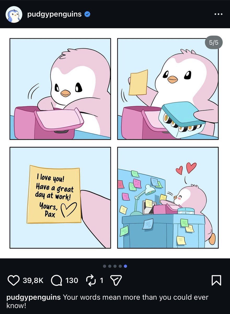 paxonsol's tweet image. That love letter from $PAX just hit different 💌😭💖 

He’s not just cute - he’s the OFFICIAL mascot from Pudgy world and the main character. 🐧✨ 
Mic drop. 💙🎙️

Study the narrative. 💎😉

CA: JE8zmsKRivXggZsJxXHBdCkako85YawNtU5hqS4upump