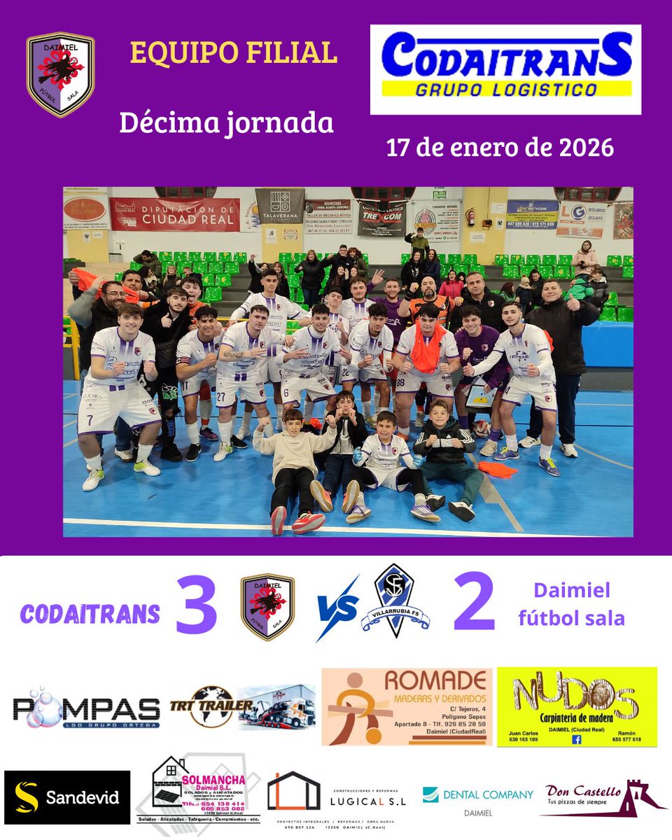 𝗘𝗤𝗨𝗜𝗣𝗢 𝗙𝗜𝗟𝗜𝗔𝗟 💜

✅ En un PARTIDAZO de los jóvenes del filial ante un numeroso 🗣️

El partido no se decidió hasta el ultimo minuto donde #amin anotó el ⚽ definitivo 😀

⚽⚽ #Amin 
⚽ #Domin 

Agradecer a todos los espectadores que nos han apoyado 💯💜

Seguimos 💜
