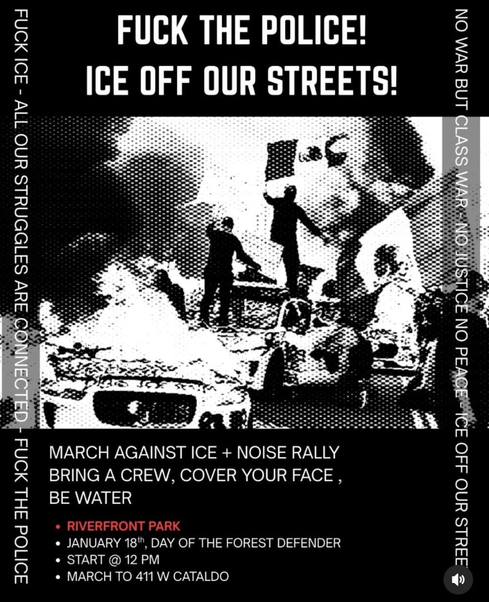 rw_pw's tweet image. 🔥Antifascists in Spokane WA are protesting ICE tomorrow. They are meeting at the Red Wagon at 12pm.🔥