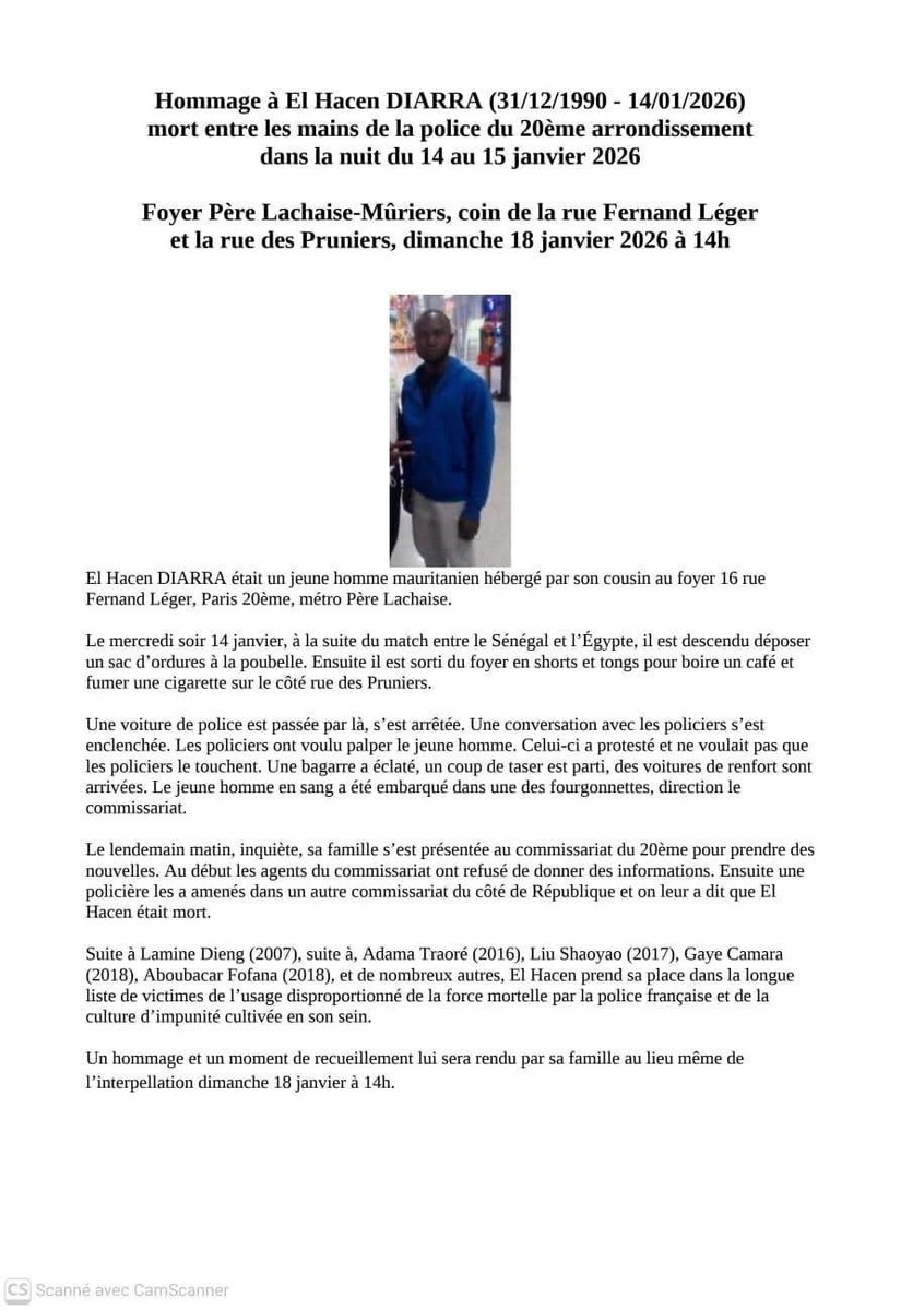 Encore un homme noir mort entre les mains de la police française.