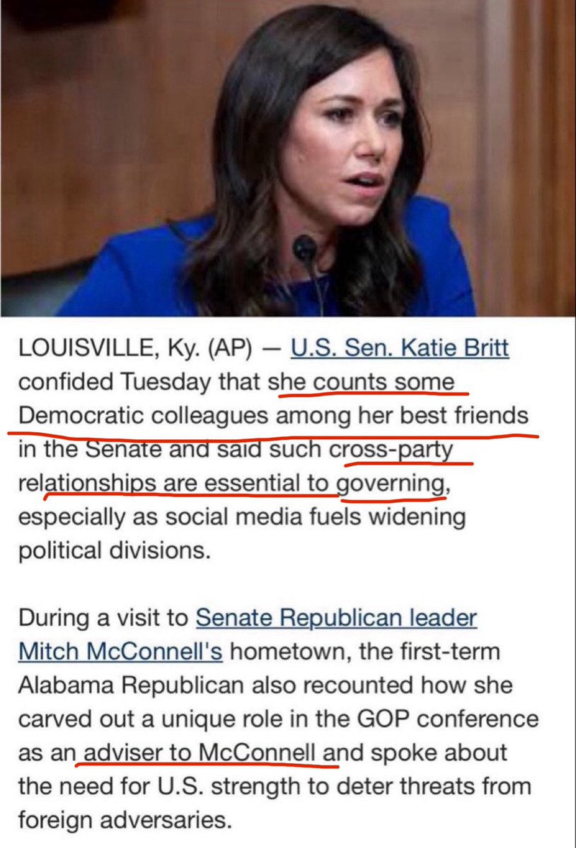 <a href="/GuntherEagleman/">Gunther Eagleman™</a> <a href="/Blockgirl61/">Teresa #💕💕💕USA👍MAGALODON🦈🦈🦈💕💕</a> <a href="/SenKatieBritt/">Senator Katie Boyd Britt</a> I have flooded her comments but I’m probably shadow banned. 
The only reason she was elected is because Trump got mad at Mo Brooks for saying the 2020 wasn’t rigged and switched his endorsement from Brooks to Katie Britt - who is actually funded by democrats!🤷‍♀️