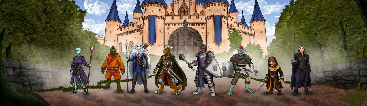 As my years-long DnD game is coming to a close, I decided to get a commission done of all of the player characters and my main NPC.

Artwork by <a href="/ArtWithChinami/">Chinami (千奈美)</a> , who did a great job! Check them out if you want a commission of your own done!