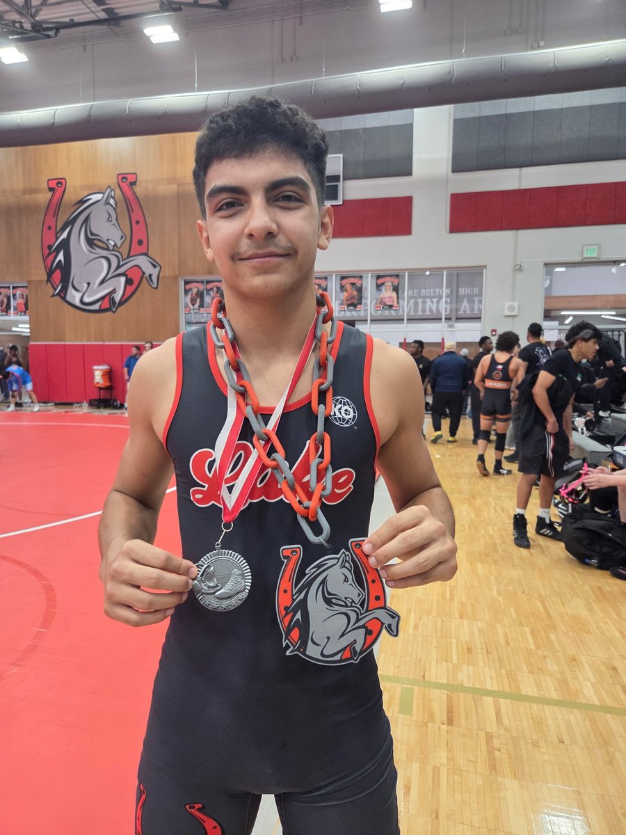 Freshman Austin Carrillo with the silver medal at Varsity Jim Grimm Memorial. 
#RiseUp #212 #OneDegreeMore
<a href="/BeltonISDAth/">Belton ISD Athletics</a> <a href="/LBAthleticBoost/">LBHS_Athletic_Boosters</a> <a href="/LakeBeltonHS/">Lake Belton High School</a>