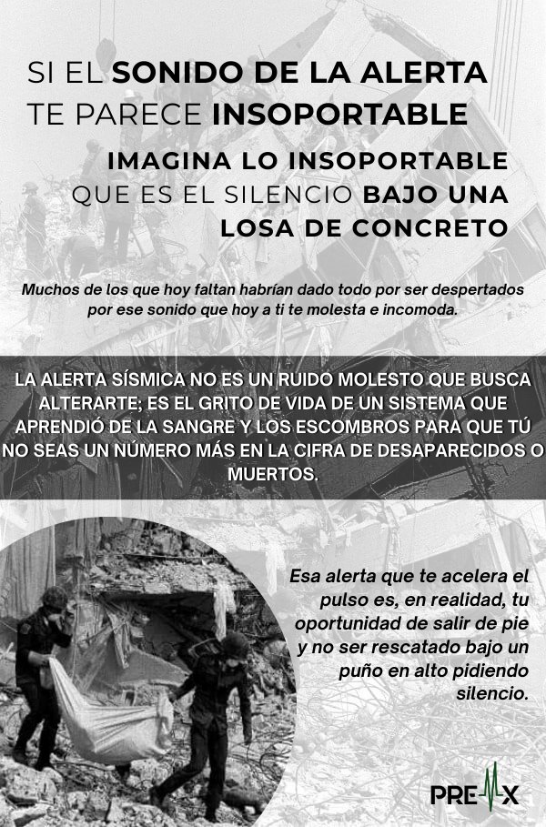 PreMxOficial's tweet image. ⚠️📢 En 1985 y 1957, miles no tuvieron esos segundos valiosos que hoy, la #AlertaSísmica te brinda. 

🖤 Aprendamos de nuestro pasado y de la sangre de aquellas personas que hoy en su familia dejaron un vacío imborrable.

#AlertaPresidencial #AlertaSísmica #19S #Sismo