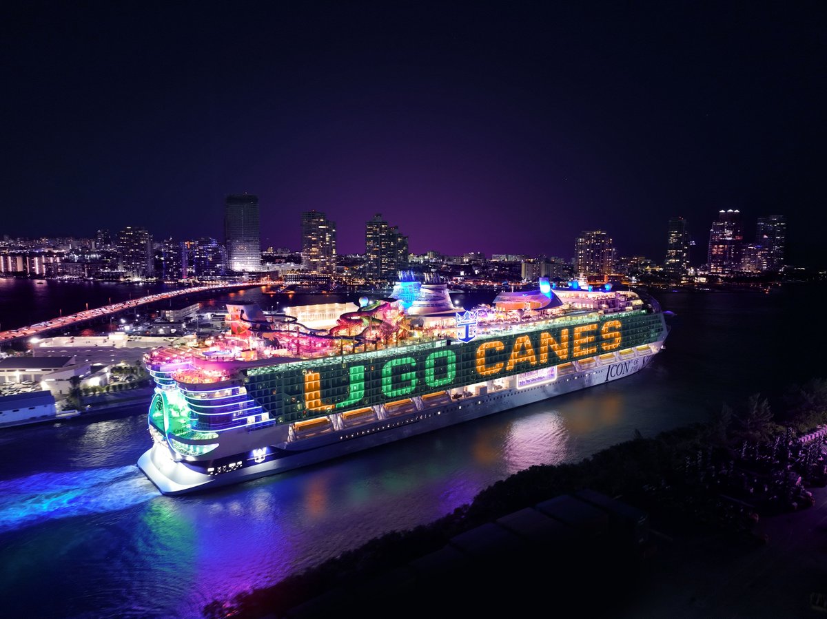 RoyalCaribbean's tweet image. Let’s win that ‘ship 🙌 So proud of our hometown Canes!