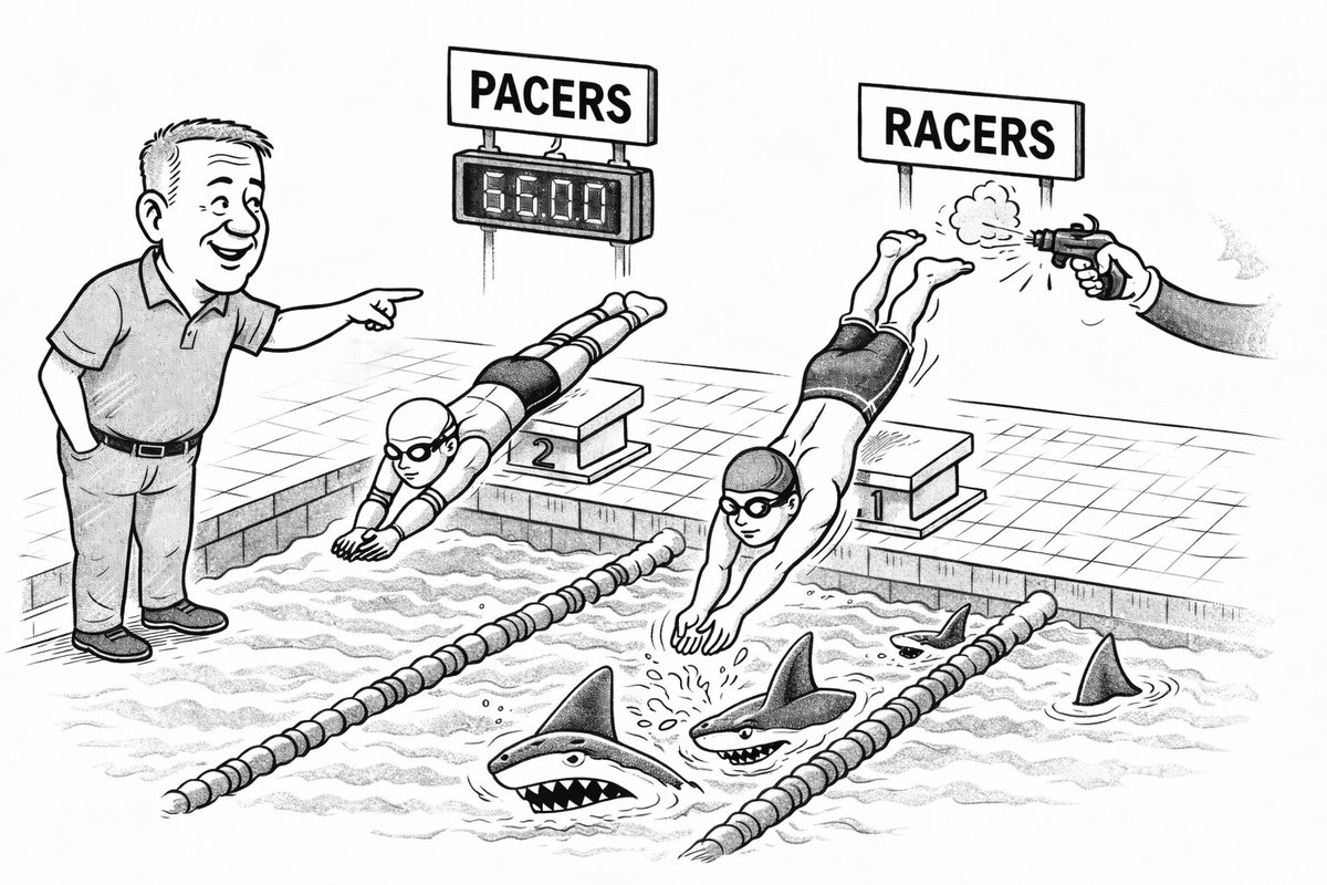 There are two types of athletes: Pacers and Racers.

Alex Popov — multiple Olympic Gold medalist, world record holder — told me this years ago. It stuck.

Pacers train to hit a time. They race to a plan, trying to control the controllables.

Racers learn competitive skills that