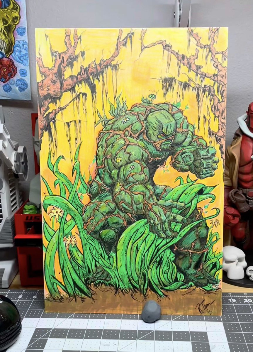 raytran281's tweet photo. Swamp Thing done with pencil, copic markers, color pencil and ink. https://t.co/qwAt9aIAgk